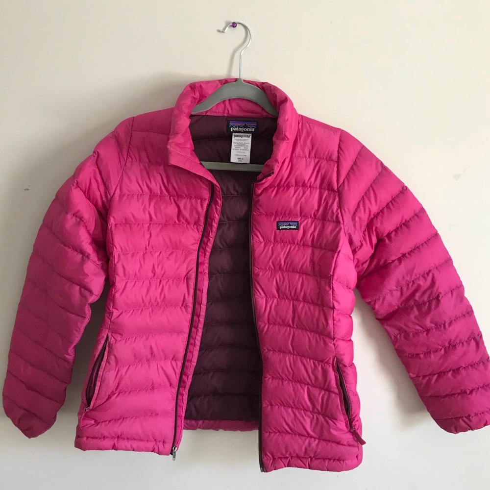 patagonia down sweater jacket - pink puffer coat